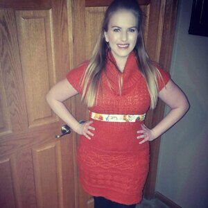Vintage Orange Knit Sweater Dress